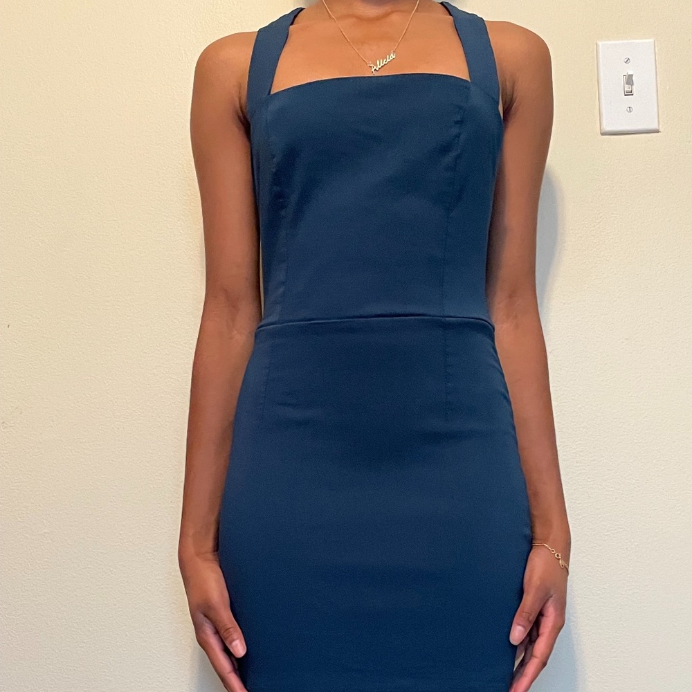 Blue Halter Cocktail Dress- Tobi